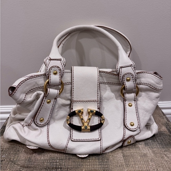 Valentino Garavani Handbags - Valentino Garavani Off White Rock Studded Shoulder Leather Bag